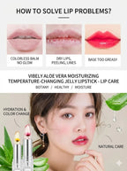VIBELY Aloe Vera Moisturizing Lip Balm Thermochromic Jelly Lipstick Long Lasting Hydrating Lip Care Tint for Daily Use