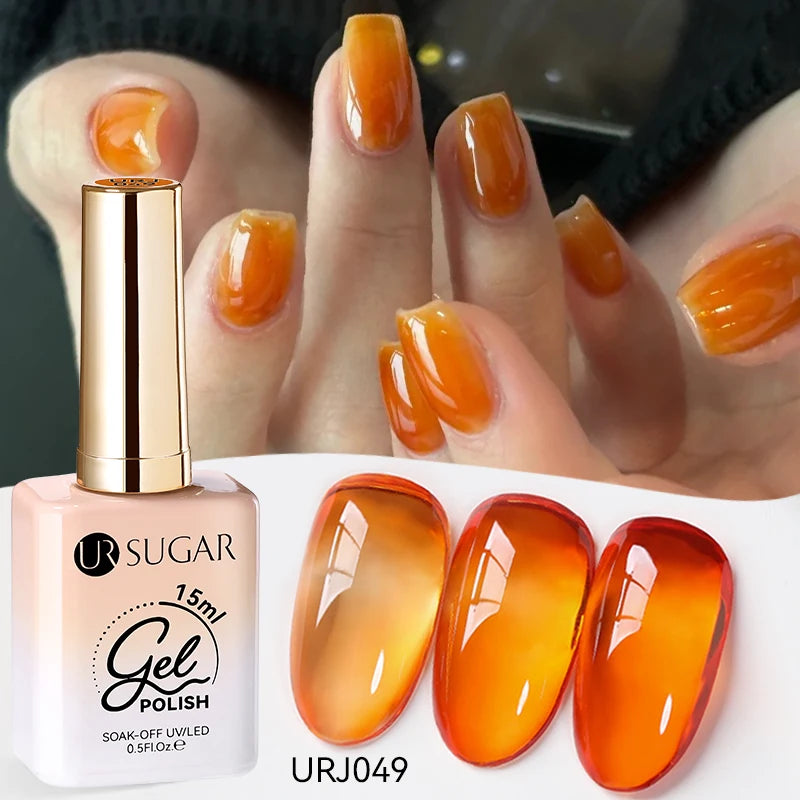 UR SUGAR 15ml Jelly Nude Gel Nail Polish Light Pink Translucent Color Soak Off UV LED Gel Varnish Nail Art DIY Fashion Manicure