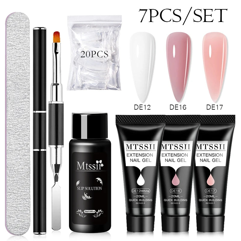 Mtssii 17PCS/Set 20ml Nail Extension Gel Set Builder UV Gel for Nails With 6W UV LED Lamp Nail Extension Tools Kit For Beginner