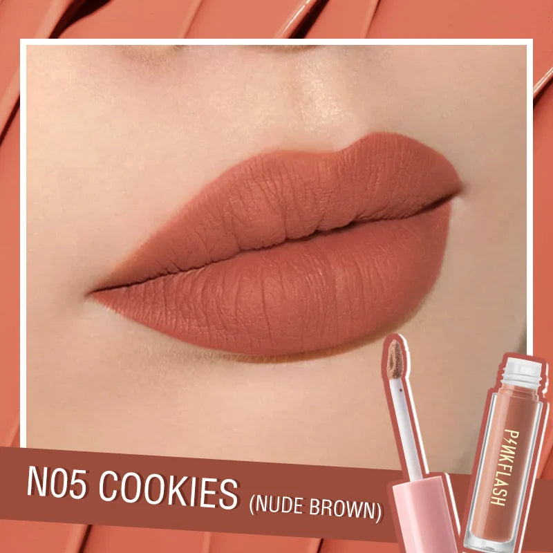 PINKFLASH Wholesale Matte Lipstick Soft Red Nude Pink Melting Lip Cream Waterproof Makeup Lipgloss Not Fade Lip Mud Lip Tint
