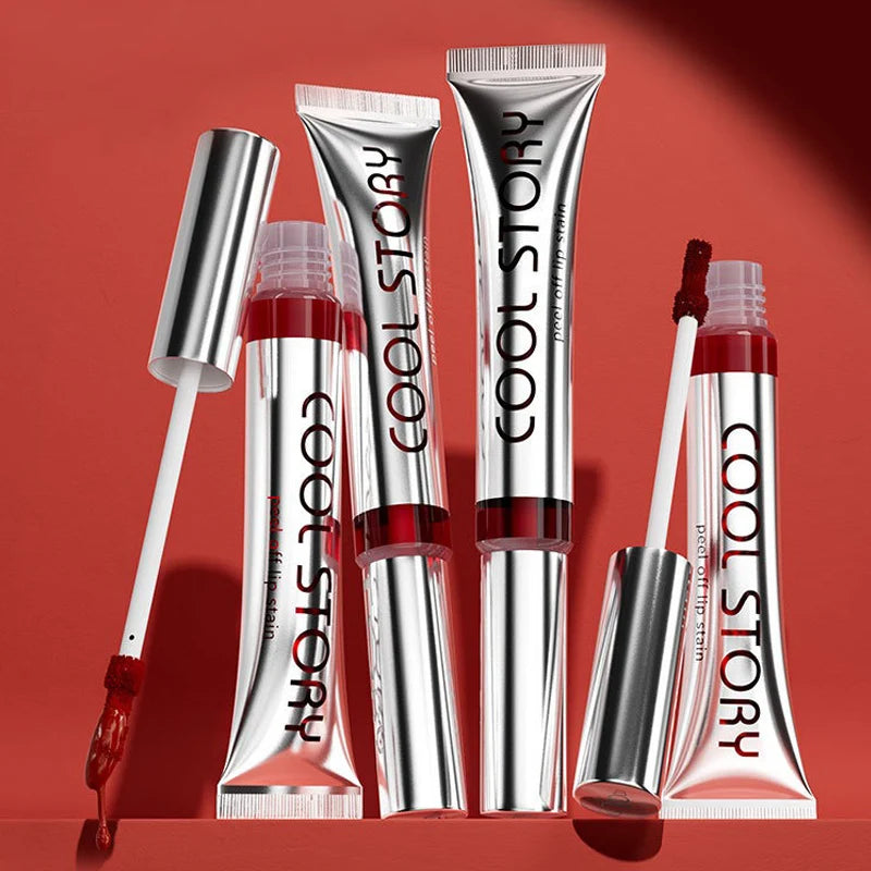 2 in 1 Lip Stain & Lipliner Matte Peel Off Lip Glaze Lipstick Quick Drying Lasting Non Stick Cup Lipliner Red Lip Gloss Makeup