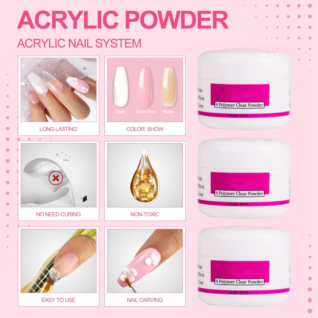 Acrylic Nail Kit For Beginners Acrylic Nail Powder Liquid Set Nail Kit Acrylic Set Gel Polish UV Light Manicure Salon