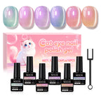 NOCIS Bottle Fruit Cat Eye 6-color Set -- Ultra Bright Cat Eye Nail Kit, 6 Colors of Magnetic Gel Polish Stylish Salon