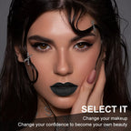 Matte black lipstick, long-lasting waterproof, no creases, Gothic dark makeup party, Halloween cosplay makeup