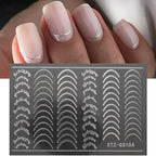3pcs/set 3D Simple Lines Nail Stickers Rose Gold Metal Stripe Letters Decals Curve Gel Nails Art Sliders Polish Manicure Decor