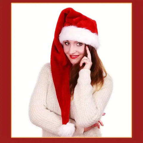 Super Long Christmas Hats Soft Comfortable Velvet Christmas Hat Kids Adult Thickened Santa Claus Caps Christmas Decorations