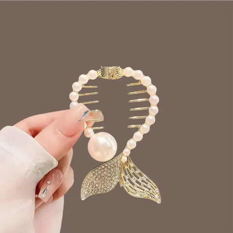 Flower Tassel Hair Clip Women Ladies Butterfly Rhinestone Pearl Metal Hair Claw Round Bun Ponytail Holder Hair Accessories