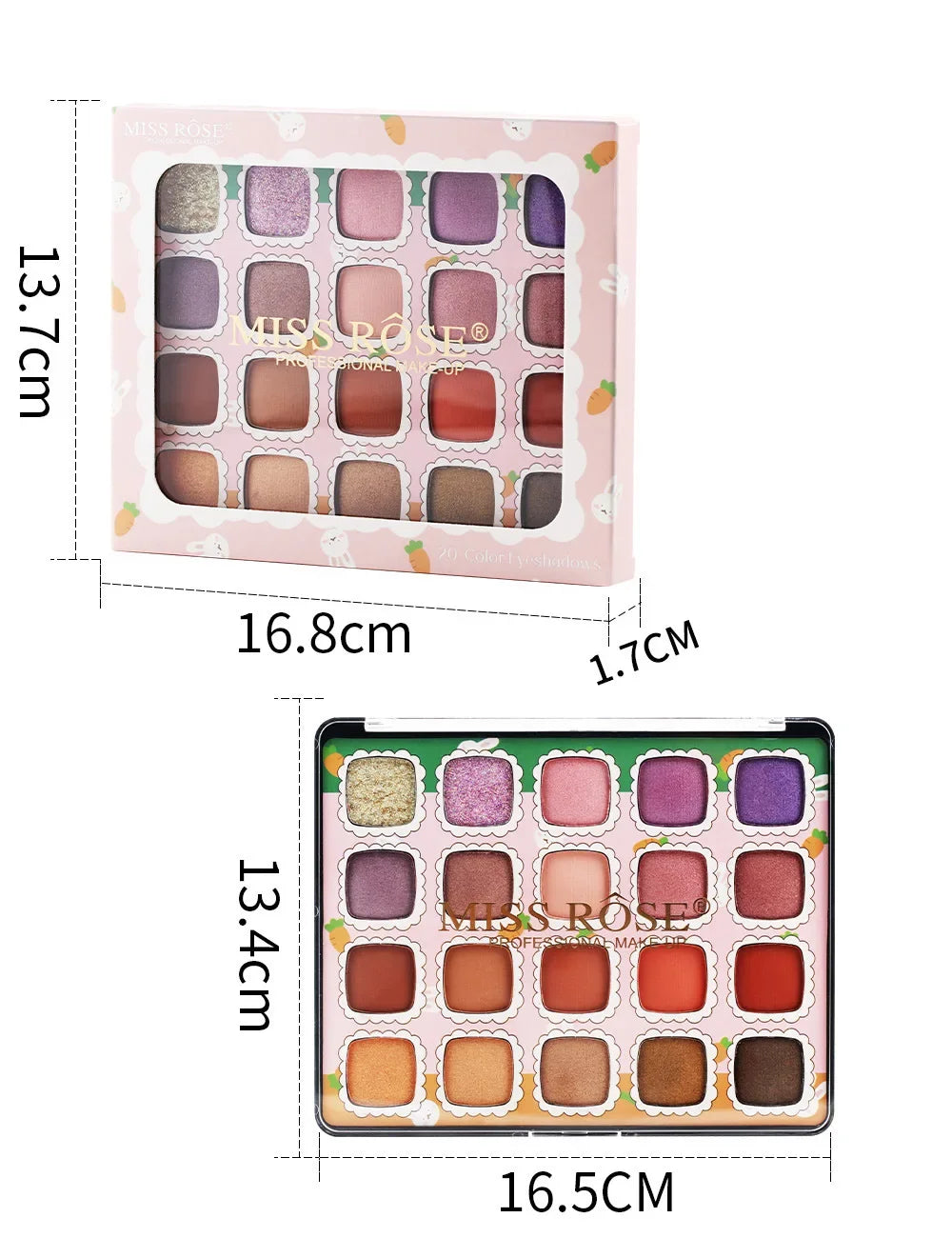 High Quality MISS ROSE 20 Colors Diamond Nude Eyeshadow Palette Make Up Pigment Silky-Smooth Matte Shimmer Eye Shadow Cosmetics