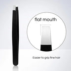 CNK  Wholesale Stainless Steel Black Eyebrow Tweezer with Slant and Flat Point Beauty Tools for Eyebrows & Ingrown Hair Removal