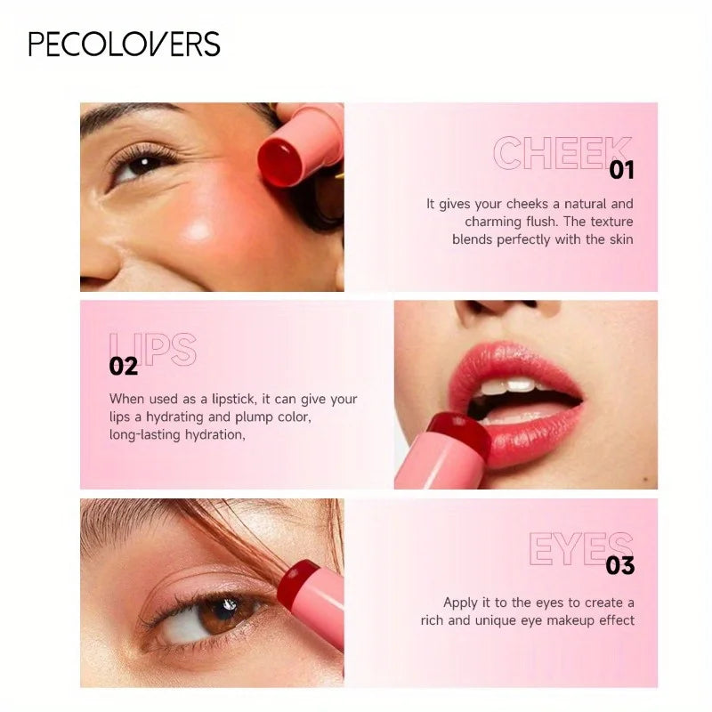 Rouge Jelly Eye Lipstick Blush Stick 3-in-1 Makeup Lip Gloss Cheek Moisturizing Natural Lasting Contour Stick Cosmetics