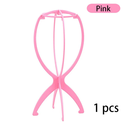 1Pcs Wig Stand Plastic Hat Display Wig Head Holders 17x36Cm Mannequin Stand Portable Folding Wig Stand Pink Hair Display Tools