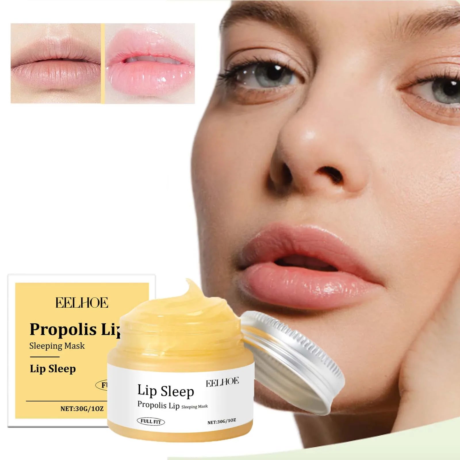 Propolis Lip Sleeping Mask Exfoliating Moisturizing Fade Lip Lines Repair Lip Treatment for Dry & Chapped Lips Overnight Care