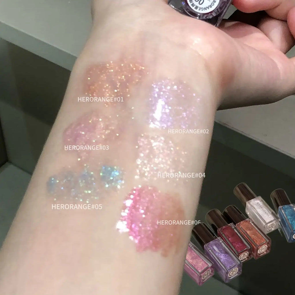 Herorange Starlight Radiant Lip Gloss Pearlescent Fine Shimmer Long-Lasting Moisturizing Non-Fading Non-Sticky Clear Watery Lip Glaze