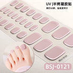 26Tips French Leopard Print UV Gel Toenail Sticker Bronzing Dye Gradient Cross-border Semi Baked Gel Nail Sticker UV Lamp Needed