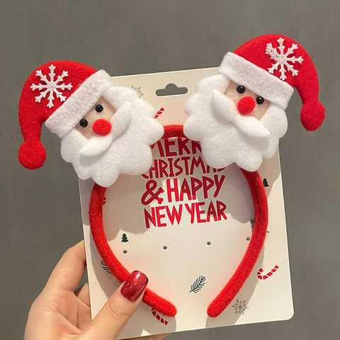Cartoon 3D Spring Christmas Headband Christmas Hat Fluffy Plush Children Headwear Deer Ear Hair Clip Xmas Hair Accessories