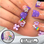24pcs Short Duck Shaped False Nails Y2k Punk Style Rose Pink Black French Tips Press On Nail Diamond Star Flower Decor Fake Nail