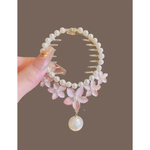 Flower Tassel Hair Clip Women Ladies Butterfly Rhinestone Pearl Metal Hair Claw Round Bun Ponytail Holder Hair Accessories