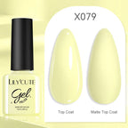 LILYCUTE Nude Crystal Rubber Base Gel Nail Polish Natural Color Semi Permanent UV Gel Soak Off Self Leveling Nail Gel Varnishes