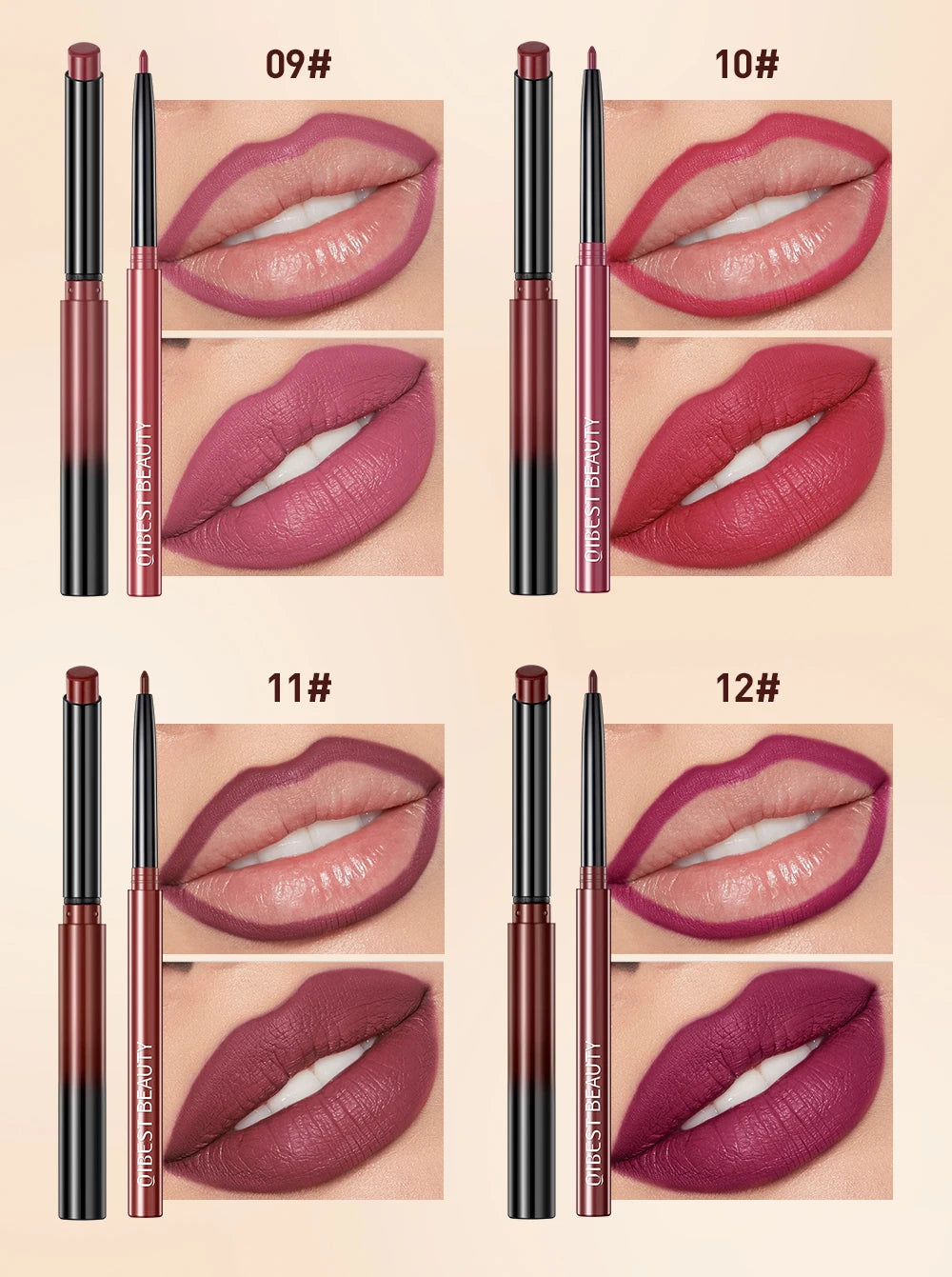 2pcs Lipstick Lipliner Pen Set Matte Waterproof Lip Liner Pencil Contour Makeup Sexy Red Lip Stick Long Lasting Cosmetics Beauty