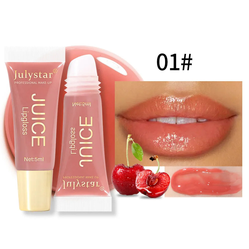 Julystar 6color Long lasting Moisturizing Mirror Lip Oil, Fruit Flavor, Pudding Lip Moisturizing, Water Radiant Lip Honey