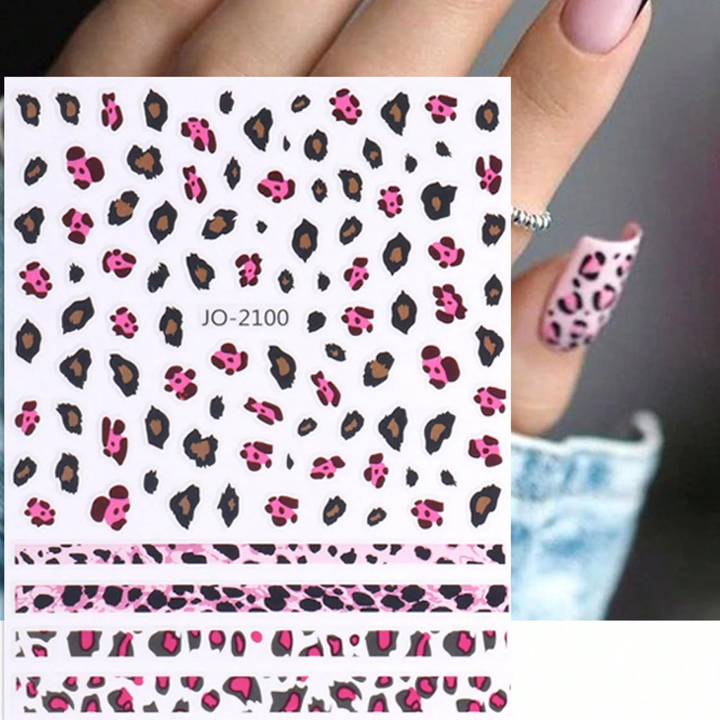 3/6/12 Sheets Leopard Nail Art Stickers Set – Self-Adhesive Animal Nail Decals for DIY Manicure, Cheetah Paw Nail Decorations