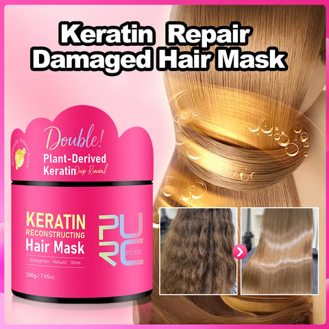 PURC Double Keratin Hair Mask 3-Min Soften Hair Deep Repair Damaged Frizzy Reduce Dryness Improve Hair  Texture Hair Care Mask