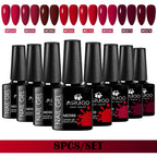 8Pcs 8ml Gel Nail Polish Set , Long Lasting, Lead-Free Semi Permanent Soak Off UV Gel Varnish For Summer, DIY Nail Art Design