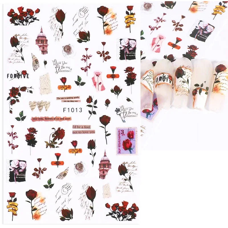 1pcs Sakura Flower 3D Nail Stickers White Cherry Blossom Nail Art Decals Spring Summer Adhesive Slider Decor Wedding Manicure