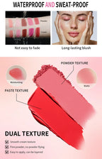 Cream & Powder Blush Matte 5Colors Dewy Rosy Blush Makeup Pan Long-lasting Wearing High Pigment Natural Matte Blush Cosmtics