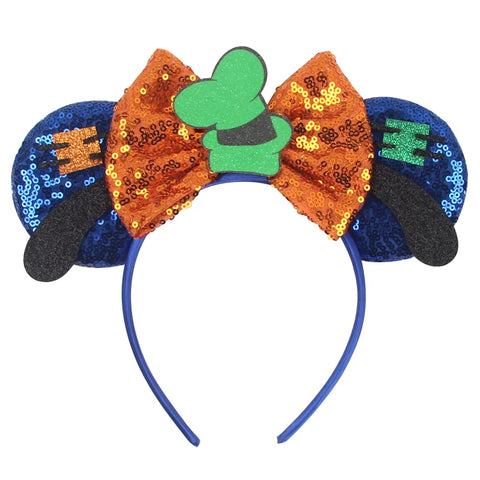 Disney Mickey 3.3"Velvet Ears Headband For Girls Soft Bow Hairband Halloween Festival Party Christmas DIY Hair Accessories