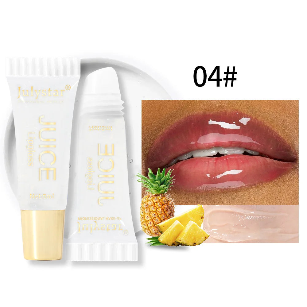 Julystar 6color Long lasting Moisturizing Mirror Lip Oil, Fruit Flavor, Pudding Lip Moisturizing, Water Radiant Lip Honey