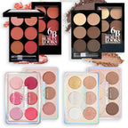 6-color blush and contouring all-in-one palette, pearlescent matte powder makeup palette glitter highlighter brighten palette