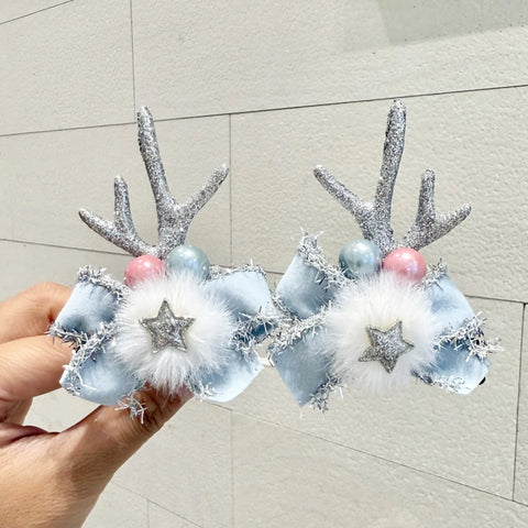 2pcs/Set Kawaii Christmas Elk Ear Hair Clip Women Girl Santa Snowman Hairpin Xmas Party Barrettes For Kids Cosplay Headwear
