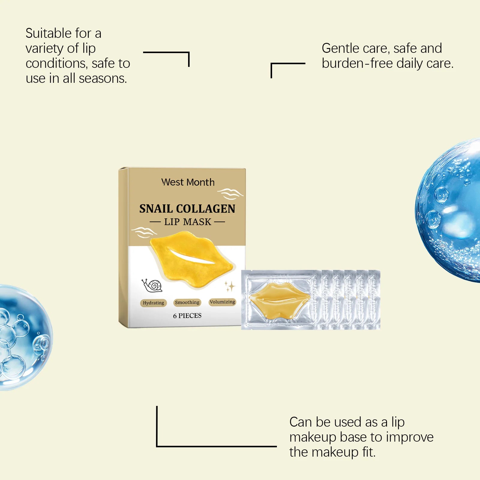 Crystal Collagen Lip Mask Moisturizing Plump Lip Smoothing Repair Reduce Wrinkles Lighten Lip Line Pink Lip Hydrating Lip Patch