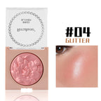 Multi-Color Glossy Blush Highlighter, Baking Process, Moisturizing and Glossy Makeup Effect, Light and Easy to Color with Texture, Facial Brightening, with Pearlescent Brightening Effect, Rose Blush Palette