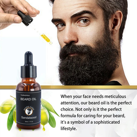 YURHERSU30ml new facial hair and beard growth oil is suitable for men's thick, soft, smooth, nutritious beard oil beard care