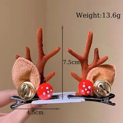 Cute Christmas 1Pair Deer Antler Hair Clip Children Featival Decoration Headwear Accessories Friends Girls Gifts Hairpin Trinket