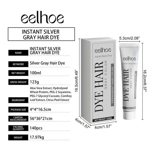 Sliver Grey Hair Dye Cream Smoky Punk Style DIY Styling No Damage Quick Coloring Long-lasting Professional Hairs Dyeing Creams