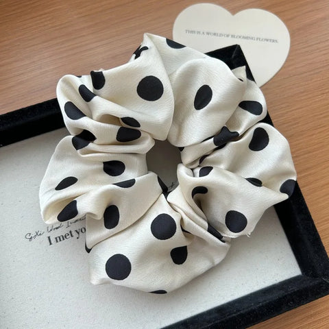 korea fashion Leopard print oversized scrunchie for women elastic big hair tie girls black hair rubber bands Retro hair rope
