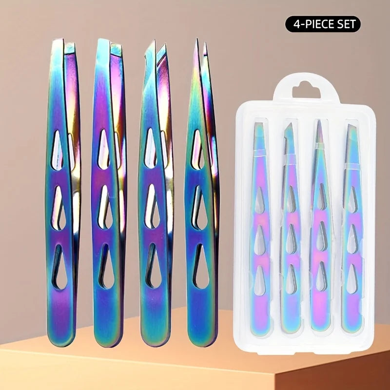 Professional Tweezers for Eyebrows & Beards Stainless Steel Precision Tweezers with Ergonomic Handle Eyebrow Clip