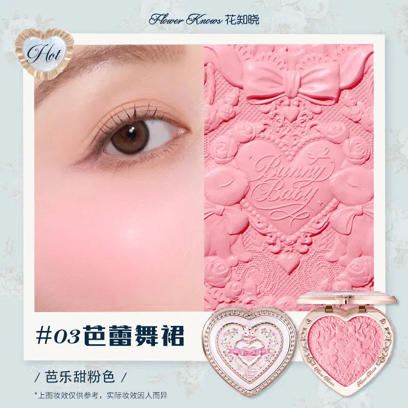 Flower Know Bunny Garden Embossed Blush Smooth Long-lasting All-Day Face Enhancing Makeup Blush Cream For Cheek