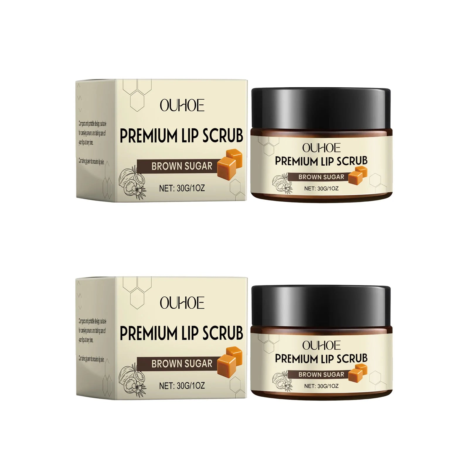 Brown Sugar Lip Scrub Gentle Exfoliating Dead Skin Removal Fade Lip Lines Moisturizing Nourishing Dry Chapped Lip Care 30g