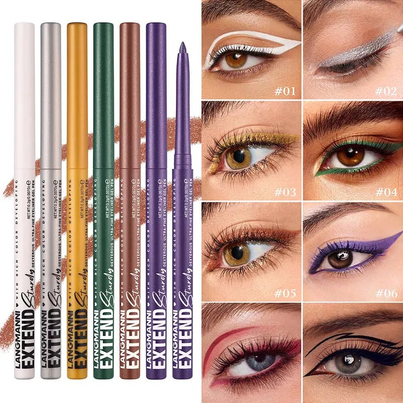 Waterproof Eyeliner Gel Pencil Gold Brown Lying Silkworm Pen Soft Easy Wear High Pigment Matte Eyeliner Lasting Shiny Eye Makeup