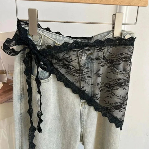 Lace Trim Hair Scarf Triangle Short Skirt Half Skirt Butt Curtain Skirt Lace Trim Apron Soft Lace Stacked Spring Headscarf