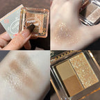 3Color Glitter Purple Eyeshadow Palette Mini Portable Earth Color Matte Eyeshadow Long Lasting Waterproof Shimmer Pigment Makeup