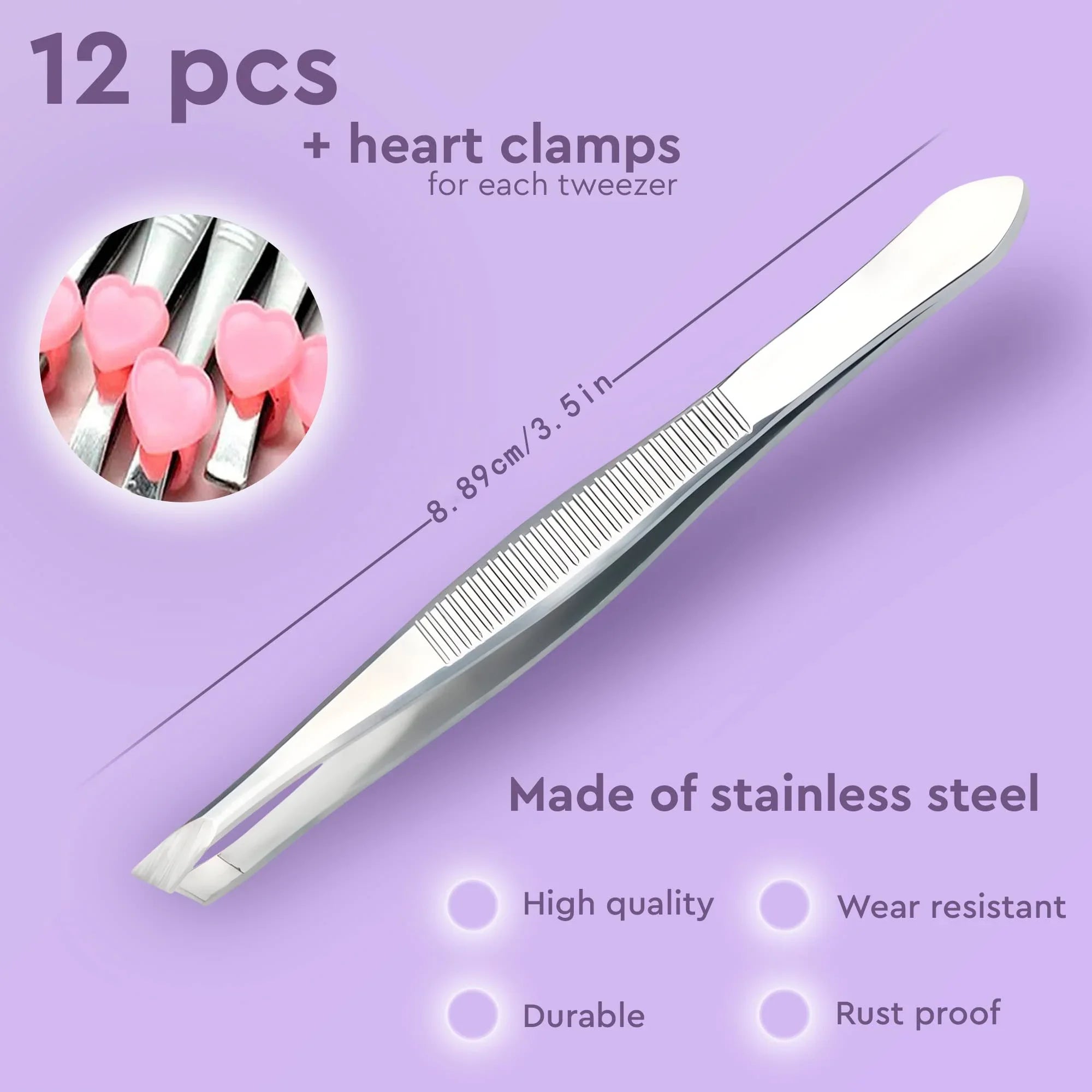 Stainless Steel Tweezers 3/12Pcs Ingrown Hairs - Precision Tweezers for Fine Hair Remover for Women Eyebrow Tweezers for Women