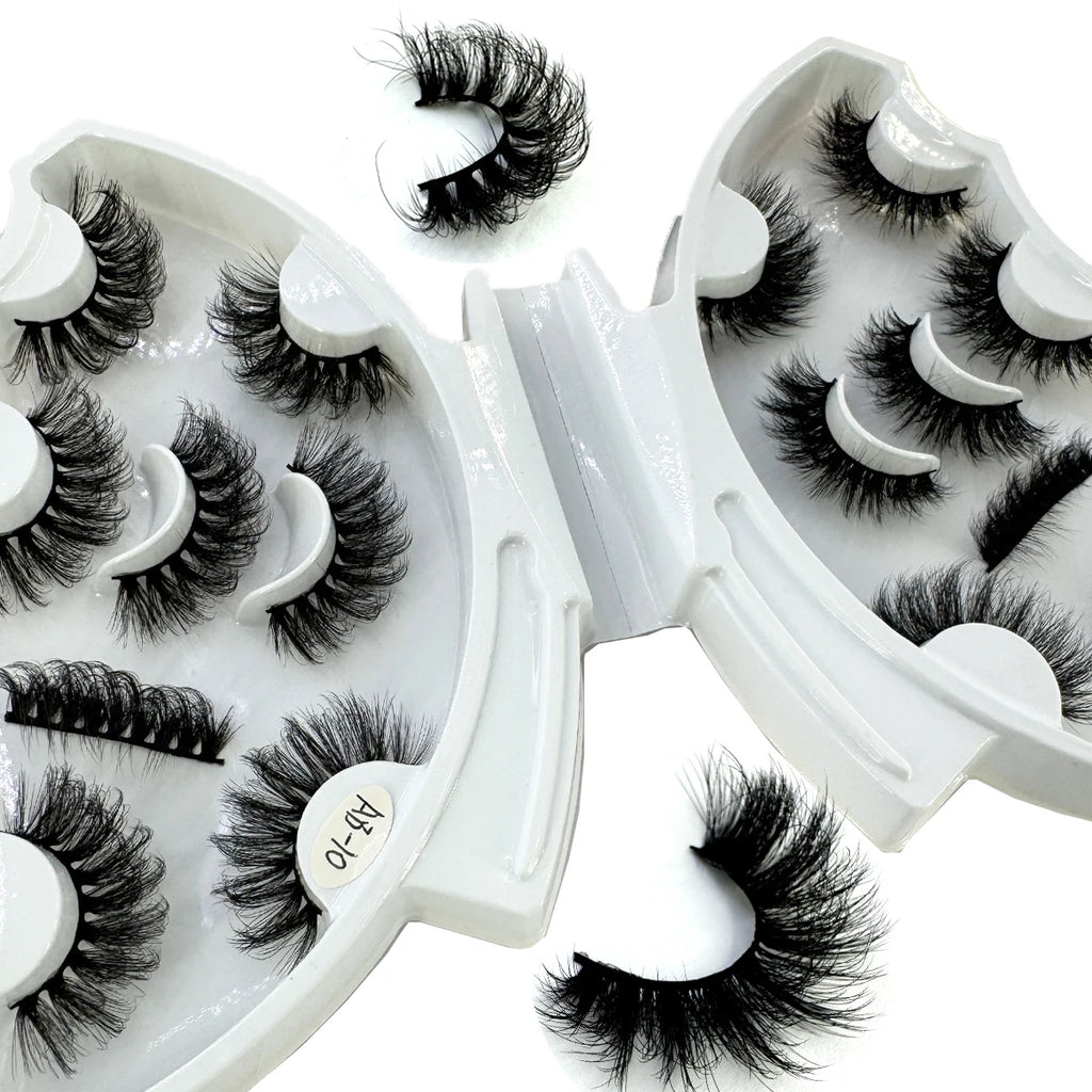 HBZGTLAD 5/8 Pairs of Natural Russian Striped Mink Lashes 3D False Lashes Volume Wavy False Lashes Eyelash Extensions Makeup