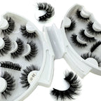 HBZGTLAD 5/8 Pairs of Natural Russian Striped Mink Lashes 3D False Lashes Volume Wavy False Lashes Eyelash Extensions Makeup
