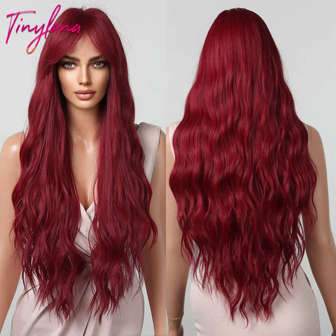 Long Curly Green Wave Synthetic Wigs with Bangs for Women Christmas Grass Green Cosplay Wigs Daily Natural Hair Heat Resistant