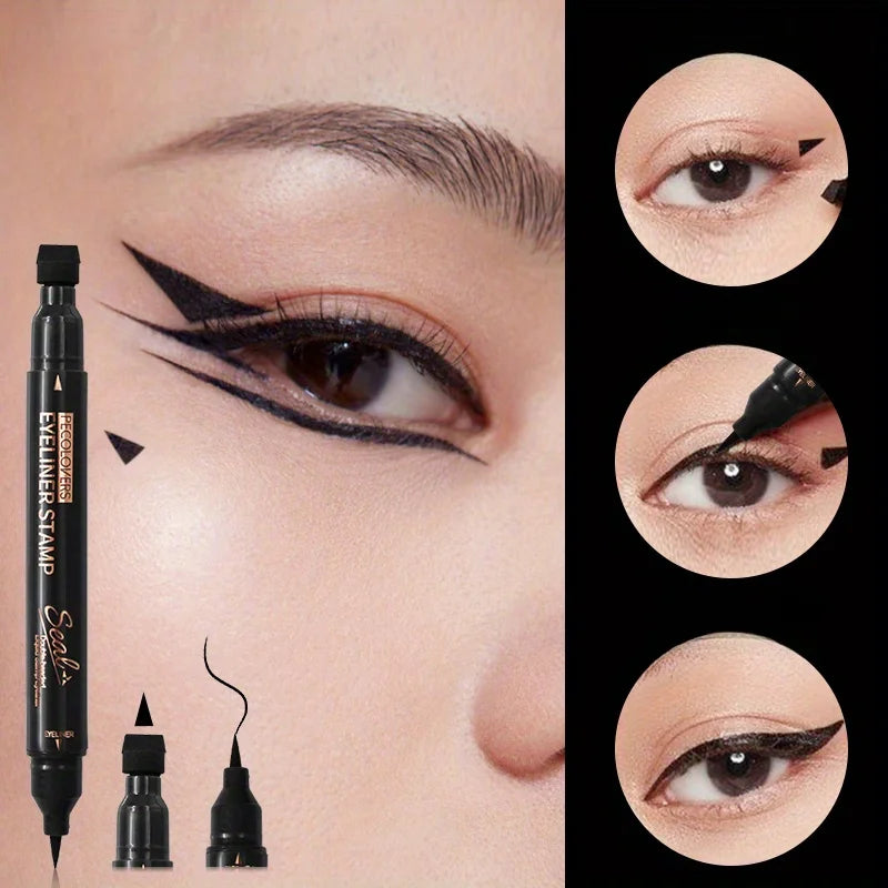 Black Eyeliner Stamp Triangle Dual-ended Liquid Eyeliner Waterproof Sweat-proof Quick Dry Eyeliner Makeup Seal Tool Cosmetics